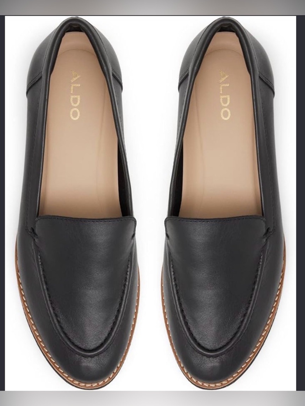 NWOT ALDO Women's Black Leather Slip-On Loafers
